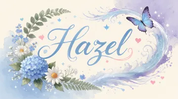Hazel horizontal diseño 1 - Hortensias azules, flores pequeñas y acuarela suave con mariposas azules y brillo etéreo