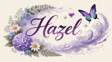 Hazel horizontal diseño 2 - Diseño elegante de hortensias en tonos lila y morados suaves, con volutas estilizadas y una mariposa mística que aporta un toque etéreo y mágico.