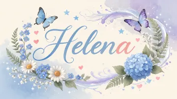 Helena horizontal diseño 1 - Hortensias azules, flores pequeñas y acuarela suave con mariposas azules y brillo etéreo