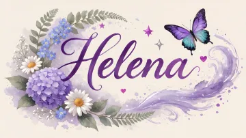Helena horizontal diseño 2 - Diseño elegante de hortensias en tonos lila y morados suaves, con volutas estilizadas y una mariposa mística que aporta un toque etéreo y mágico.