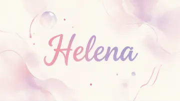 Helena horizontal diseño 7 - Diseño abstracto en acuarela sobre fondo crema, con manchas fluidas y etéreas en rosa pastel y lila, líneas curvas que aportan movimiento, pequeñas gotas salpicadas cayendo verticalmente y una burbuja translúcida en la parte superior izquierda. El nombre resalta al centro con una tipografía cursiva amplia y elegante en degradado rosa a morado.