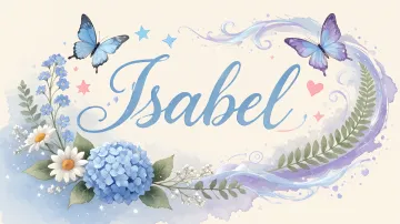 Isabel horizontal diseño 1 - Hortensias azules, flores pequeñas y acuarela suave con mariposas azules y brillo etéreo
