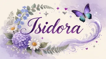Isidora horizontal diseño 2 - Diseño elegante de hortensias en tonos lila y morados suaves, con volutas estilizadas y una mariposa mística que aporta un toque etéreo y mágico.