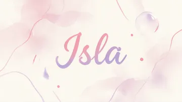 Isla horizontal diseño 7 - Diseño abstracto en acuarela sobre fondo crema, con manchas fluidas y etéreas en rosa pastel y lila, líneas curvas que aportan movimiento, pequeñas gotas salpicadas cayendo verticalmente y una burbuja translúcida en la parte superior izquierda. El nombre resalta al centro con una tipografía cursiva amplia y elegante en degradado rosa a morado.
