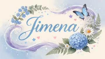 Jimena horizontal diseño 1 - Hortensias azules, flores pequeñas y acuarela suave con mariposas azules y brillo etéreo