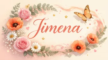Jimena horizontal diseño 3 - Elegante composición de rosas rosadas y amapolas naranjas con mariposas doradas brillantes sobre un fondo cálido, romántico y mágico.