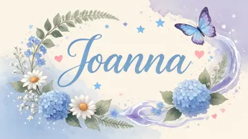 Joanna horizontal diseño 1 - Hortensias azules, flores pequeñas y acuarela suave con mariposas azules y brillo etéreo