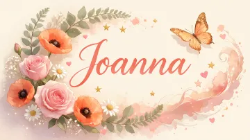 Joanna horizontal diseño 3 - Elegante composición de rosas rosadas y amapolas naranjas con mariposas doradas brillantes sobre un fondo cálido, romántico y mágico.