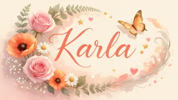 Karla horizontal diseño 3 - Elegante composición de rosas rosadas y amapolas naranjas con mariposas doradas brillantes sobre un fondo cálido, romántico y mágico.