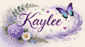Kaylee horizontal diseño 2 - Diseño elegante de hortensias en tonos lila y morados suaves, con volutas estilizadas y una mariposa mística que aporta un toque etéreo y mágico.