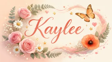 Kaylee horizontal diseño 3 - Elegante composición de rosas rosadas y amapolas naranjas con mariposas doradas brillantes sobre un fondo cálido, romántico y mágico.