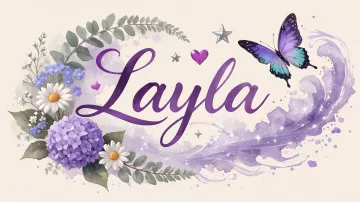 Layla horizontal diseño 2 - Diseño elegante de hortensias en tonos lila y morados suaves, con volutas estilizadas y una mariposa mística que aporta un toque etéreo y mágico.