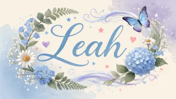 Leah horizontal diseño 1 - Hortensias azules, flores pequeñas y acuarela suave con mariposas azules y brillo etéreo