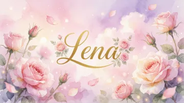 Lena horizontal diseño 10 - Diseño estilo acuarela con un fondo etéreo y texturizado en nubes de tonos rosa pastel y lila suave. Presenta composiciones de rosas abiertas y capullos en los bordes inferior y superior, con pétalos cayendo delicadamente. Incorpora destellos de luz cálida (efecto bokeh) y, en el centro, resalta una tipografía elegante, cursiva y fluida en color dorado.