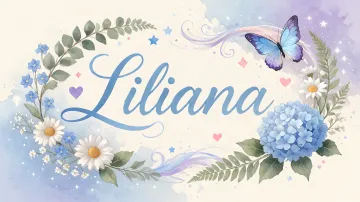 Liliana horizontal diseño 1 - Hortensias azules, flores pequeñas y acuarela suave con mariposas azules y brillo etéreo