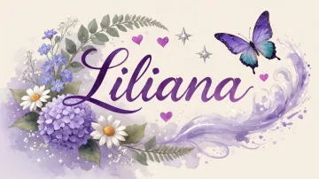 Liliana horizontal diseño 2 - Diseño elegante de hortensias en tonos lila y morados suaves, con volutas estilizadas y una mariposa mística que aporta un toque etéreo y mágico.