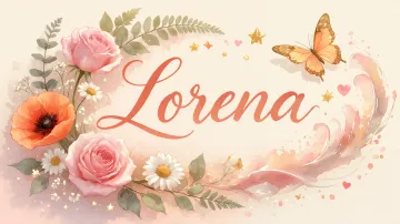 Lorena horizontal diseño 3 - Elegante composición de rosas rosadas y amapolas naranjas con mariposas doradas brillantes sobre un fondo cálido, romántico y mágico.