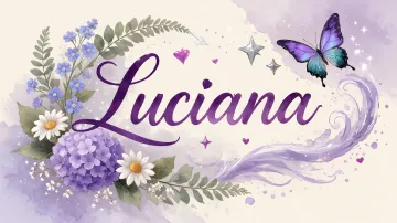 Luciana horizontal diseño 2 - Diseño elegante de hortensias en tonos lila y morados suaves, con volutas estilizadas y una mariposa mística que aporta un toque etéreo y mágico.