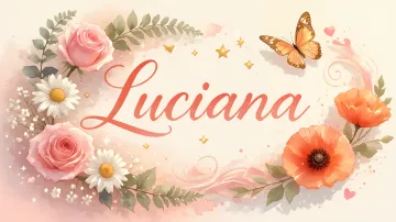 Luciana horizontal diseño 3 - Elegante composición de rosas rosadas y amapolas naranjas con mariposas doradas brillantes sobre un fondo cálido, romántico y mágico.