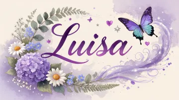 Luisa horizontal diseño 2 - Diseño elegante de hortensias en tonos lila y morados suaves, con volutas estilizadas y una mariposa mística que aporta un toque etéreo y mágico.