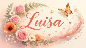 Luisa horizontal diseño 3 - Elegante composición de rosas rosadas y amapolas naranjas con mariposas doradas brillantes sobre un fondo cálido, romántico y mágico.