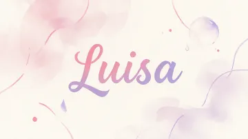 Luisa horizontal diseño 7 - Diseño abstracto en acuarela sobre fondo crema, con manchas fluidas y etéreas en rosa pastel y lila, líneas curvas que aportan movimiento, pequeñas gotas salpicadas cayendo verticalmente y una burbuja translúcida en la parte superior izquierda. El nombre resalta al centro con una tipografía cursiva amplia y elegante en degradado rosa a morado.