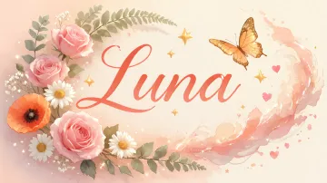 Luna horizontal diseño 3 - Elegante composición de rosas rosadas y amapolas naranjas con mariposas doradas brillantes sobre un fondo cálido, romántico y mágico.