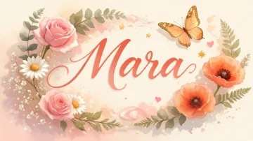 Mara horizontal diseño 3 - Elegante composición de rosas rosadas y amapolas naranjas con mariposas doradas brillantes sobre un fondo cálido, romántico y mágico.