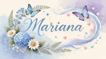 Mariana horizontal diseño 1 - Hortensias azules, flores pequeñas y acuarela suave con mariposas azules y brillo etéreo
