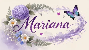 Mariana horizontal diseño 2 - Diseño elegante de hortensias en tonos lila y morados suaves, con volutas estilizadas y una mariposa mística que aporta un toque etéreo y mágico.