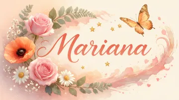 Mariana horizontal diseño 3 - Elegante composición de rosas rosadas y amapolas naranjas con mariposas doradas brillantes sobre un fondo cálido, romántico y mágico.