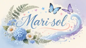 Marisol horizontal diseño 1 - Hortensias azules, flores pequeñas y acuarela suave con mariposas azules y brillo etéreo
