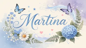 Martina horizontal diseño 1 - Hortensias azules, flores pequeñas y acuarela suave con mariposas azules y brillo etéreo