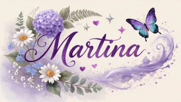 Martina horizontal diseño 2 - Diseño elegante de hortensias en tonos lila y morados suaves, con volutas estilizadas y una mariposa mística que aporta un toque etéreo y mágico.
