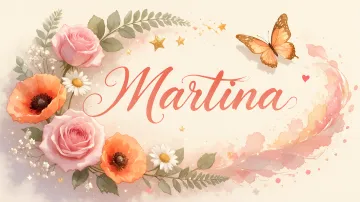 Martina horizontal diseño 3 - Elegante composición de rosas rosadas y amapolas naranjas con mariposas doradas brillantes sobre un fondo cálido, romántico y mágico.