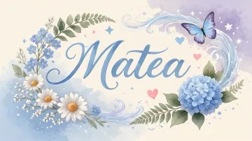 Matea horizontal diseño 1 - Hortensias azules, flores pequeñas y acuarela suave con mariposas azules y brillo etéreo