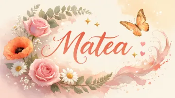 Matea horizontal diseño 3 - Elegante composición de rosas rosadas y amapolas naranjas con mariposas doradas brillantes sobre un fondo cálido, romántico y mágico.