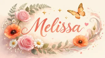 Melissa horizontal diseño 3 - Elegante composición de rosas rosadas y amapolas naranjas con mariposas doradas brillantes sobre un fondo cálido, romántico y mágico.