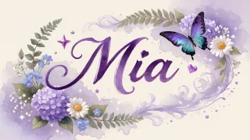 Mia horizontal diseño 2 - Diseño elegante de hortensias en tonos lila y morados suaves, con volutas estilizadas y una mariposa mística que aporta un toque etéreo y mágico.