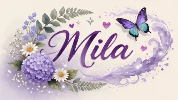Mila horizontal diseño 2 - Diseño elegante de hortensias en tonos lila y morados suaves, con volutas estilizadas y una mariposa mística que aporta un toque etéreo y mágico.