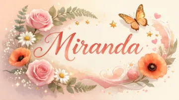 Miranda horizontal diseño 3 - Elegante composición de rosas rosadas y amapolas naranjas con mariposas doradas brillantes sobre un fondo cálido, romántico y mágico.