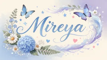 Mireya horizontal diseño 1 - Hortensias azules, flores pequeñas y acuarela suave con mariposas azules y brillo etéreo