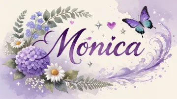 Monica horizontal diseño 2 - Diseño elegante de hortensias en tonos lila y morados suaves, con volutas estilizadas y una mariposa mística que aporta un toque etéreo y mágico.