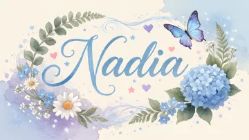 Nadia horizontal diseño 1 - Hortensias azules, flores pequeñas y acuarela suave con mariposas azules y brillo etéreo