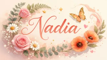 Nadia horizontal diseño 3 - Elegante composición de rosas rosadas y amapolas naranjas con mariposas doradas brillantes sobre un fondo cálido, romántico y mágico.