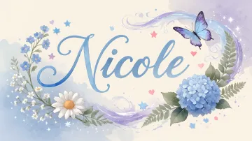 Nicole horizontal diseño 1 - Hortensias azules, flores pequeñas y acuarela suave con mariposas azules y brillo etéreo
