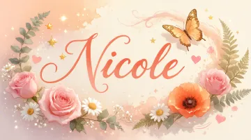 Nicole horizontal diseño 3 - Elegante composición de rosas rosadas y amapolas naranjas con mariposas doradas brillantes sobre un fondo cálido, romántico y mágico.