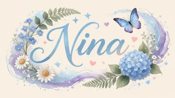 Nina horizontal diseño 1 - Hortensias azules, flores pequeñas y acuarela suave con mariposas azules y brillo etéreo