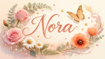 Nora horizontal diseño 3 - Elegante composición de rosas rosadas y amapolas naranjas con mariposas doradas brillantes sobre un fondo cálido, romántico y mágico.