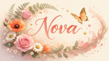 Nova horizontal diseño 3 - Elegante composición de rosas rosadas y amapolas naranjas con mariposas doradas brillantes sobre un fondo cálido, romántico y mágico.